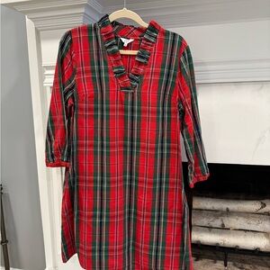 Crown & Ivy Plaid Tunic Dress with Ruffle Neck | Size Large
